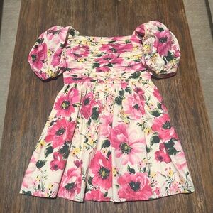 Abercrombie & Fitch Floral Puff Sleeve Smocked Mini Dress Size M